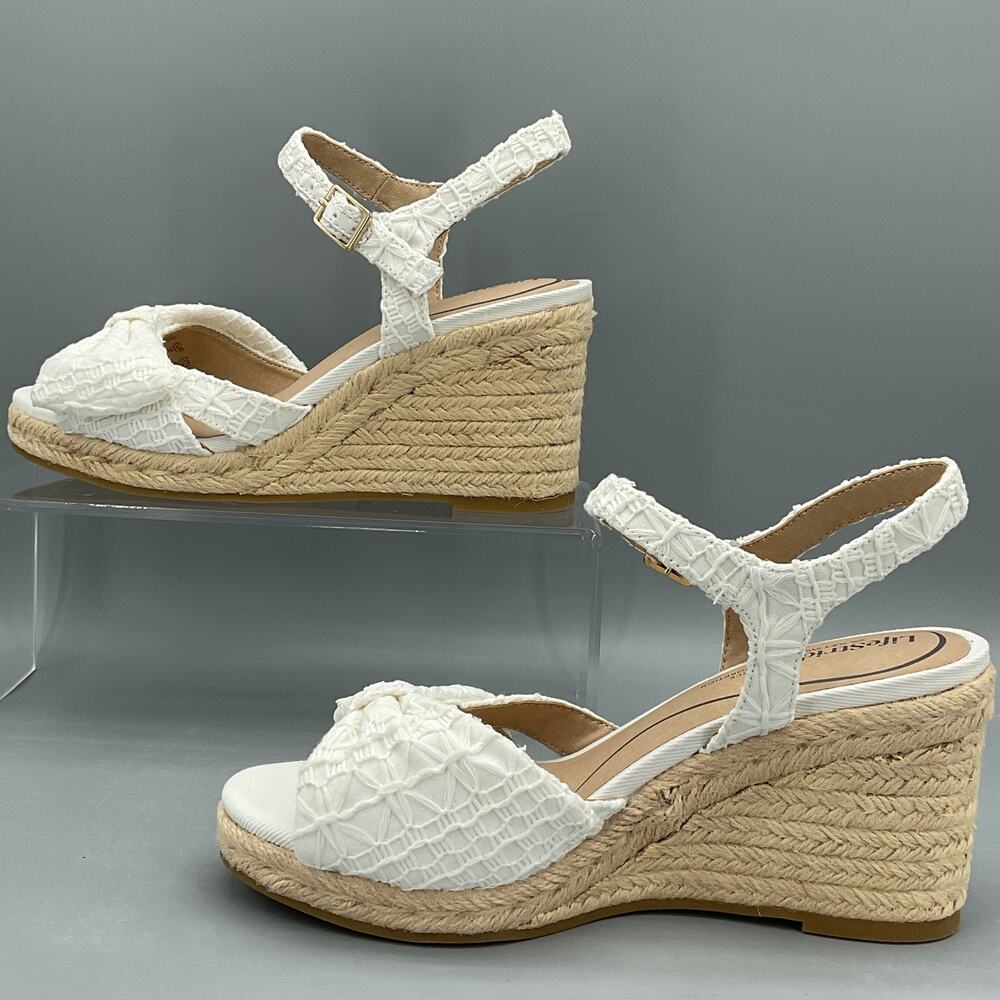 NEW Lifestride Women’s Tahlia Espadrille Wedge Sandals White Size 7.5W - Picture 2 of 10